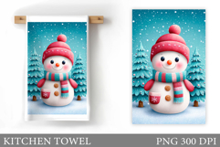Snowman Kitchen Towel Design. Christmas Kitchen Towel Product Image 1