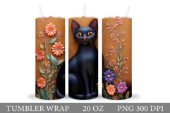 Cat Tumbler Design. Black Cat Sublimation Product Image 1