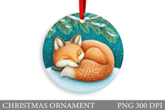 Cute Fox Christmas Ornament. Christmas Ornament Sublimation Product Image 1