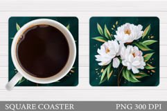 Flowers Coaster Sublimation. Floral Coaster Design Product Image 1