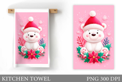 Polar Bear Kitchen Towel. Christmas Kitchen Towel Design Product Image 1