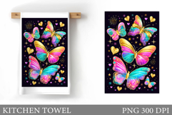 Butterflies Kitchen Towel. Butterflies Sublimation Product Image 1