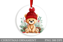 Cute Bear Christmas Ornament. Christmas Bear Sublimation Product Image 1