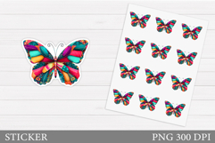 Patchwork Butterfly Sticker. Butetrfly Sticker Printable Product Image 1