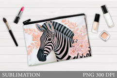 Zebra Cosmetics Bag Design. Zebra Makeup Bag Sublimation Product Image 1