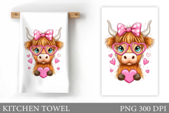 Valentines Cow Kitchen Towel. Valentine Kitchen Towel Design Product Image 1