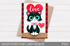 Valentines Cat Card Printable. Valentines Card Design Product Image 1