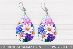 Floral Earring Sublimation. Flowers Earring Design Product Image 1