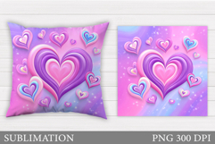 Hearts Pillow Design. Valentines Pillow Sublimation Product Image 1