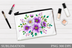 Floral Makeup Bag. Flowers Makeup Pouch Sublimation Product Image 1