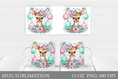 Christmas Deer Mug Design. Cute Deer Mug Sublimation Product Image 1