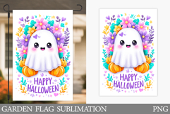 Cute Ghost Garden Flag. Cute Halloween Garden Flag Design Product Image 1