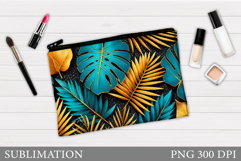 Palm Leaves Makeup Bag. Tropical Leaves Makeup Pouch Product Image 1