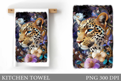 Leopard Kitchen Towel Design. Leopard Sublimation Product Image 1