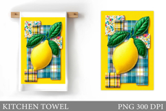 Patchwork Lemons Kitchen Towel. Lemons Sublimation Product Image 1