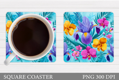 Floral Coaster Design. Flowers Coaster Sublimation Product Image 1