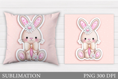 Cute Bunny Pillow Design. Cute Bunny Sublimation Product Image 1