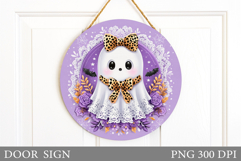 Cute Ghost Door Sign Sublimation. Halloween Door Sign Design Product Image 1