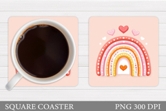 Valentines Rainbow Coaster. Valentines Coaster Sublimation Product Image 1