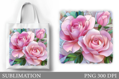 Roses Tote Bag Sublimation. Flowers Sublimation Product Image 1