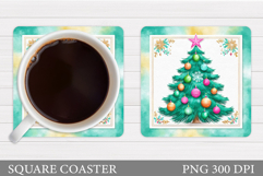 Christmas Tree Coaster Sublimation. Christmas Coaster Design Product Image 1