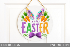 Happy Easter Door Sign. Easter Eggs Door Sign Sublimation Product Image 1