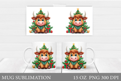 Christmas Cow Mug Design. Christmas Mug Sublimation Product Image 1