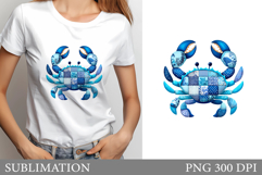 Crab T-Shirt Design. Patchwork Crab Sublimation Product Image 1
