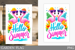 Flamingo Garden Flag Design. Summer Garden Flag Sublimation Product Image 1