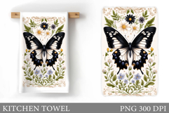 Butterfly Kitchen Towel Design. Butterfly Sublimation Product Image 1