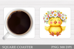 Cute Chick Coaster Design. Spring Chick Coaster Sublimation Product Image 1