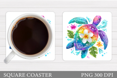 Sea Turtle Coaster Design. Turtle Coaster Sublimation Product Image 1