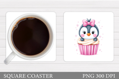 Christmas Penguin Coaster. Christmas Coaster Design Product Image 1