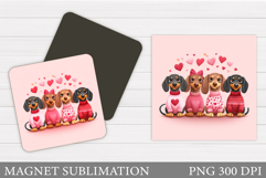 Valentines Dog Magnet. Valentines Magnet Sublimation Product Image 1