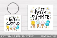 Hello Summer Keychain Sublimation. Summer Keychain Design Product Image 1