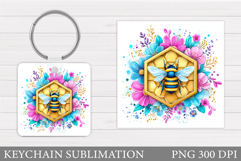 Bee Keychain Design. Bee Sublimation Product Image 1
