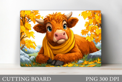 Highland Cow Cutting Board. Fall Cow Cutting Board Design Product Image 1