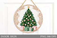 Christmas Tree Door Sign. Christmas Door Sign Design Product Image 1