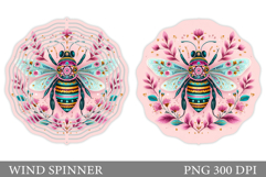 Bee Wind Spinner Sublimation. Flowers Wind Spinner Design Product Image 1