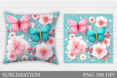 Butterflies Sublimation. Butterflies Pillow Sublimation Product Image 1