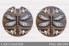 Dragonfly Car Coaster. Dragonfly Sublimation Product Image 1