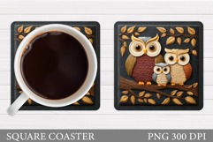 Cute Owl Coaster Design. Cute Owl Sublimation Product Image 1