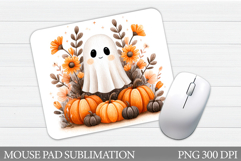 Cute Ghost Mouse Pad Design. Halloween Mouse Pad Sublimation Product Image 1