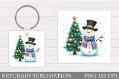 Christmas Snowman Keychain. Christmas Keychain Sublimation Product Image 1