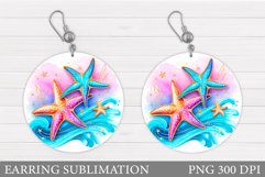 Starfish Earring Sublimation. Seashell Earring Design Product Image 1
