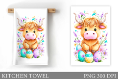 Easter Cow Kitchen Towel. Easter Kitchen Towel Sublimation Product Image 1