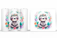 Cute Sloth Tumbler Design. Cute Sloth Sublimation Product Image 2