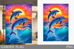 Dolphin Garden Flag Design. Dolphin Sublimation Product Image 1