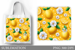 Lemons Tote Bag Design. Flowers Tote Bag Sublimation Product Image 1