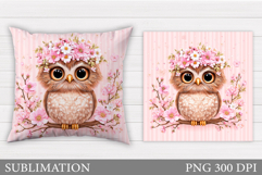 Cute Owl Pillow Design. Cute Owl Sublimation Product Image 1
